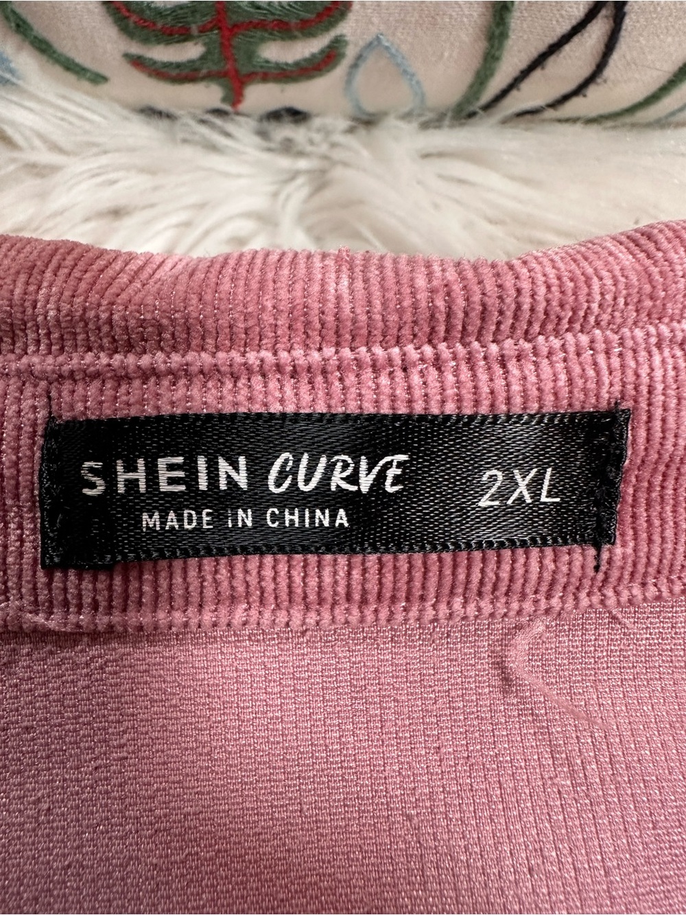 Shein Curve • Muted Rose Pink Lightweight Corduroy Button Up Shirt - Picture 3 of 9